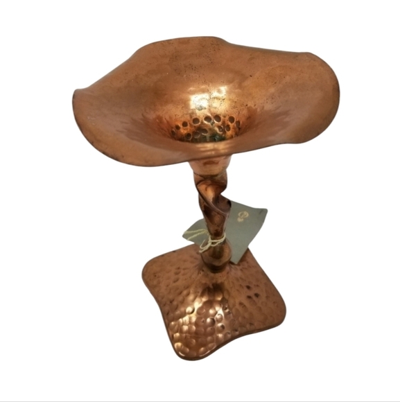 Brutalist Hammered Copper Candlestick 6 Inch New With Tags - Picture 1 of 11
